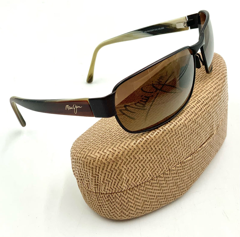 MAUI JIM Matte Black Horn Accent Black Coral Polarized Sunglasses
