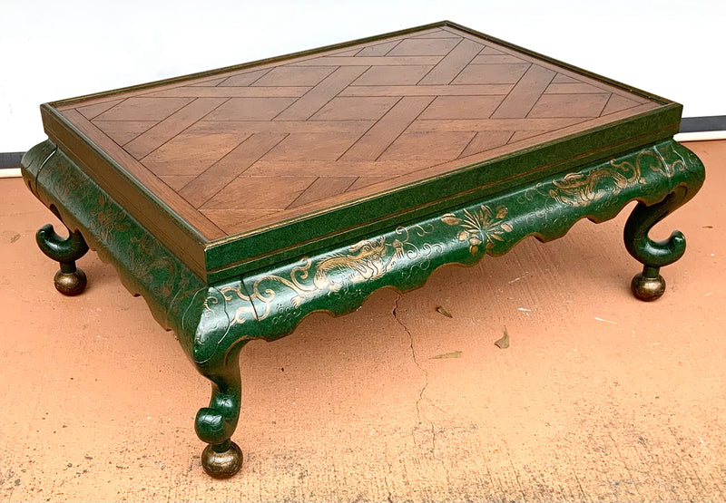 Baker Green Chinoiserie Coffee Table with Dragon Motif