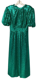 BTFL-LIFE Green Sequin Puff Sleeve Tie Back Maxi Dress