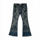 FREE PEOPLE Blue/White Print Wide Leg Festival Jeans