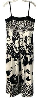 WHBM Black/White Floral Empire Waist Spaghetti Strap Silk Dress