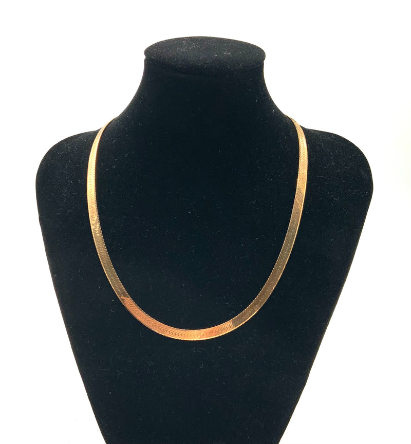 14kt Gold Herringbone Chain Necklace, 18"l