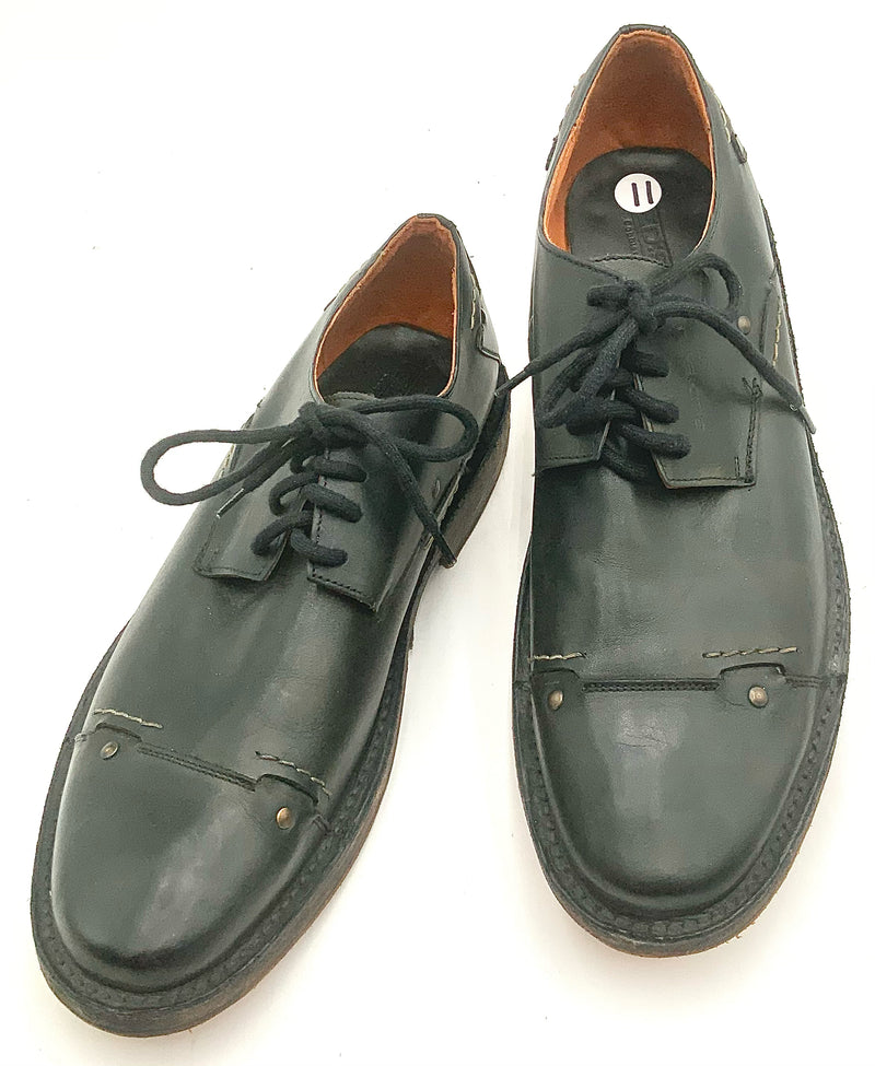 BEDSTU Black Leather Rivet Accent Lace Up Derby Shoes 11