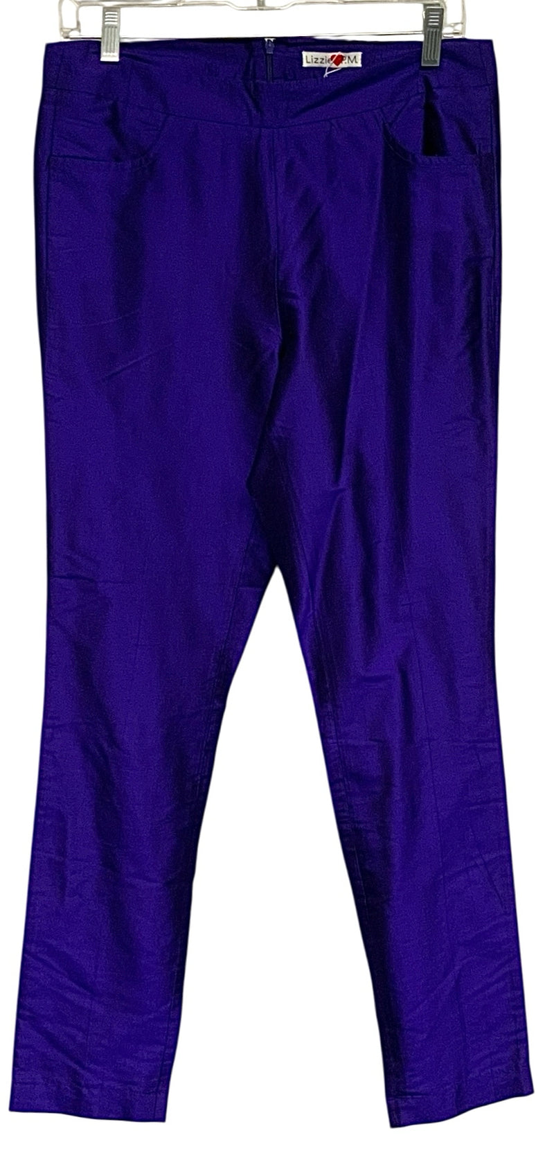 LIZZIE P.M. Royal Blue Raw Silk Skinny Leg Pants