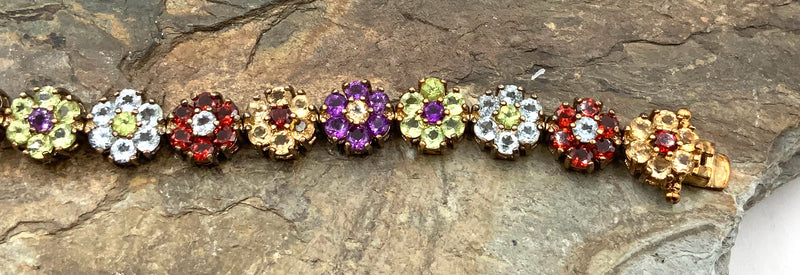 Gold Over Sterling Multi-Gem Bracelet