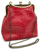 PATRICIA NASH Pink Croc Embossed Novella Frame Bag