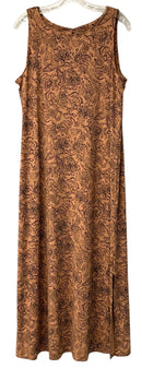 J JILL Rust/Black Floral S/L Maxi Dress