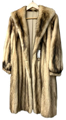 Vintage Cream Black Fitch Fur Shawl Collar Mid Length Coat