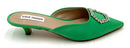 STEVE MADDEN Green Satin Kees Jeweled Pointed Mules 8 AS IS