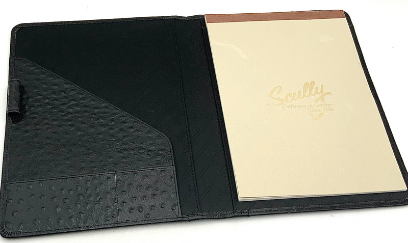 SCULLY Black Ostrich Leather Portfolio