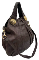 GUCCI Brown Embossed Leather GG Hysteria Pleated Large Hobo