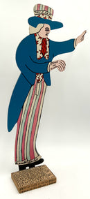 Original 1991 Howard Finster Uncle Sam Wood Sculpture