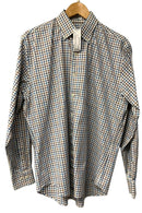 PETER MILLAR White/Blue/Brown Plaid L/S B/D Shirt