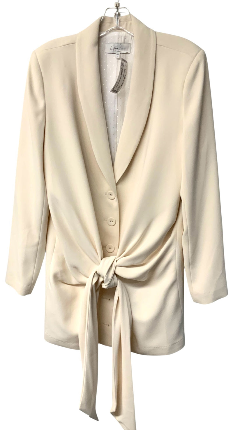 L'ACADEMIE Winter White Tie Front Blazer Dress