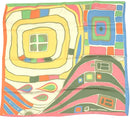FREY WILLE Green/Yellow Multi Abstract ""Homage to Hundertwasser" Silk Scarf