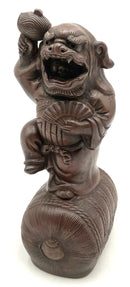 Pottery Dancing Japanese Bizen Daikoku on Barrel