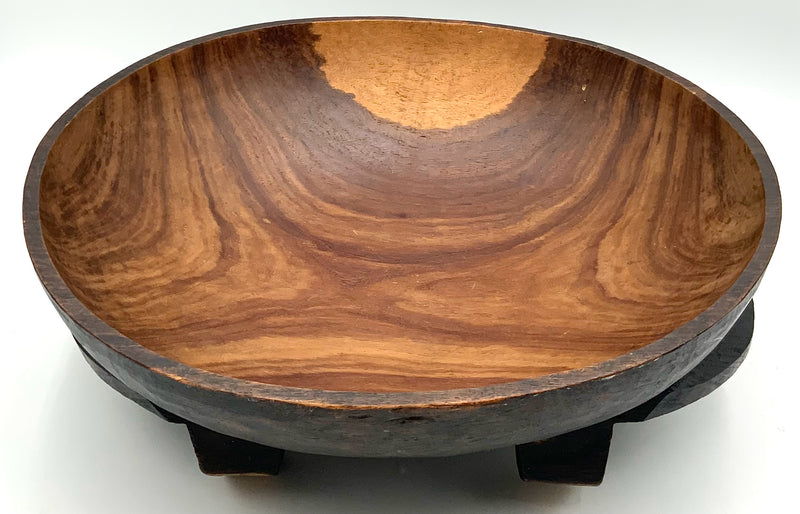 Large Handmade Footed Wood Bowl