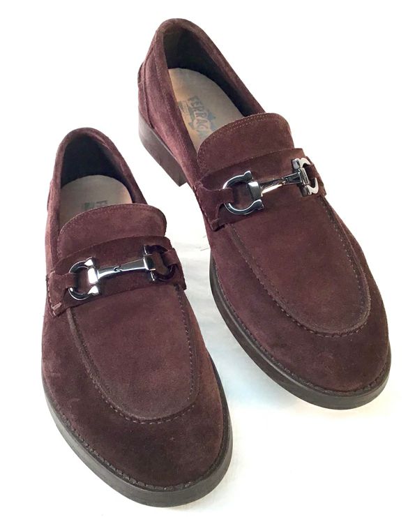 SALVATORE FERRAGAMO Chocolate Sue Bit "Arlin" Loafers 11.5