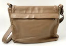 BOTTEGA VENETA Taupe Pebbled Leather Whipstitch Flap  Bag