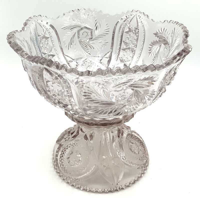 Vintage Crystal Punch Bowl On Stand