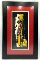 Original Acrylic of African Tribal Figure in Black Frame