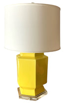 Yellow Ceramic Octagonal Lamp with Acrylic Accents