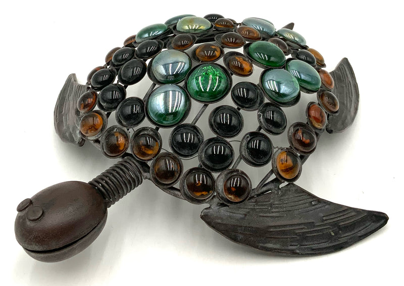 Vintage Metal & Glass Turtle