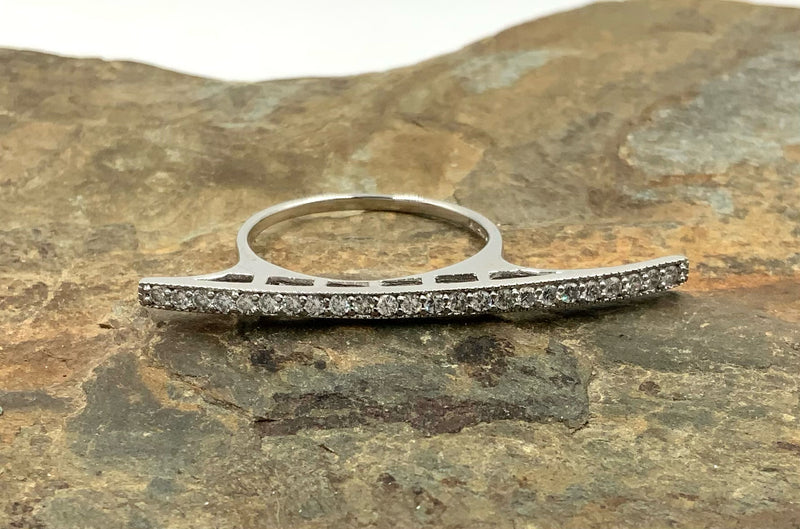 Sterling Silver & CZ Bar Ring