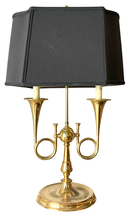 Brass Table Lamp With Bugle Motif