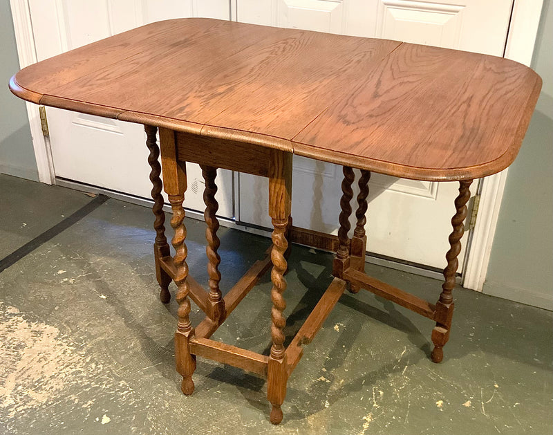 English Oak Barley Twist Gate Leg Table