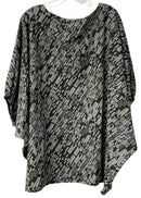 BRYN WALKER Black/Grey Abstract Puff Sleeve "Wilder" Top