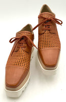 STELLA MCCARTNEY Tan Woven Vegan Leather Elyse Lace Up Oxfords 37.5