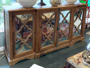 Rustic Wood Console With Mirrored Inserts
