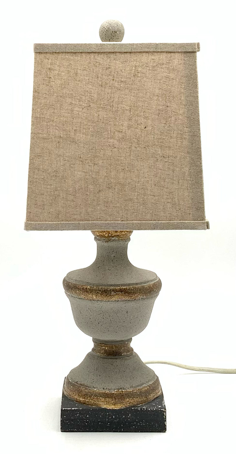 Small Gray Table Lamp with Square Shade