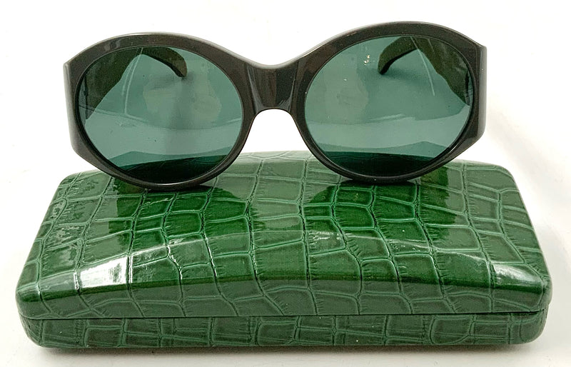 PERRIN Grey Frame Twotone Leather Arm Sunglasses