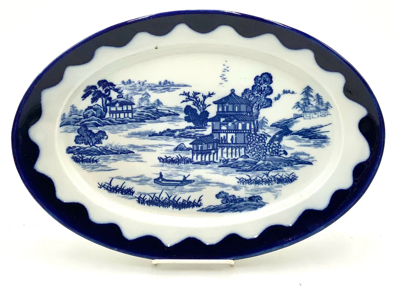 Oval Blue & White Chinoiserie Platter