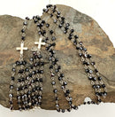 VIRGINS SAINTS & ANGELS Silvertone Evil Eye Bead Cross Charm Lariat Necklace