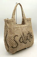 THE JACKSONS Natural Hand Woven Jute Salute Tote Bag