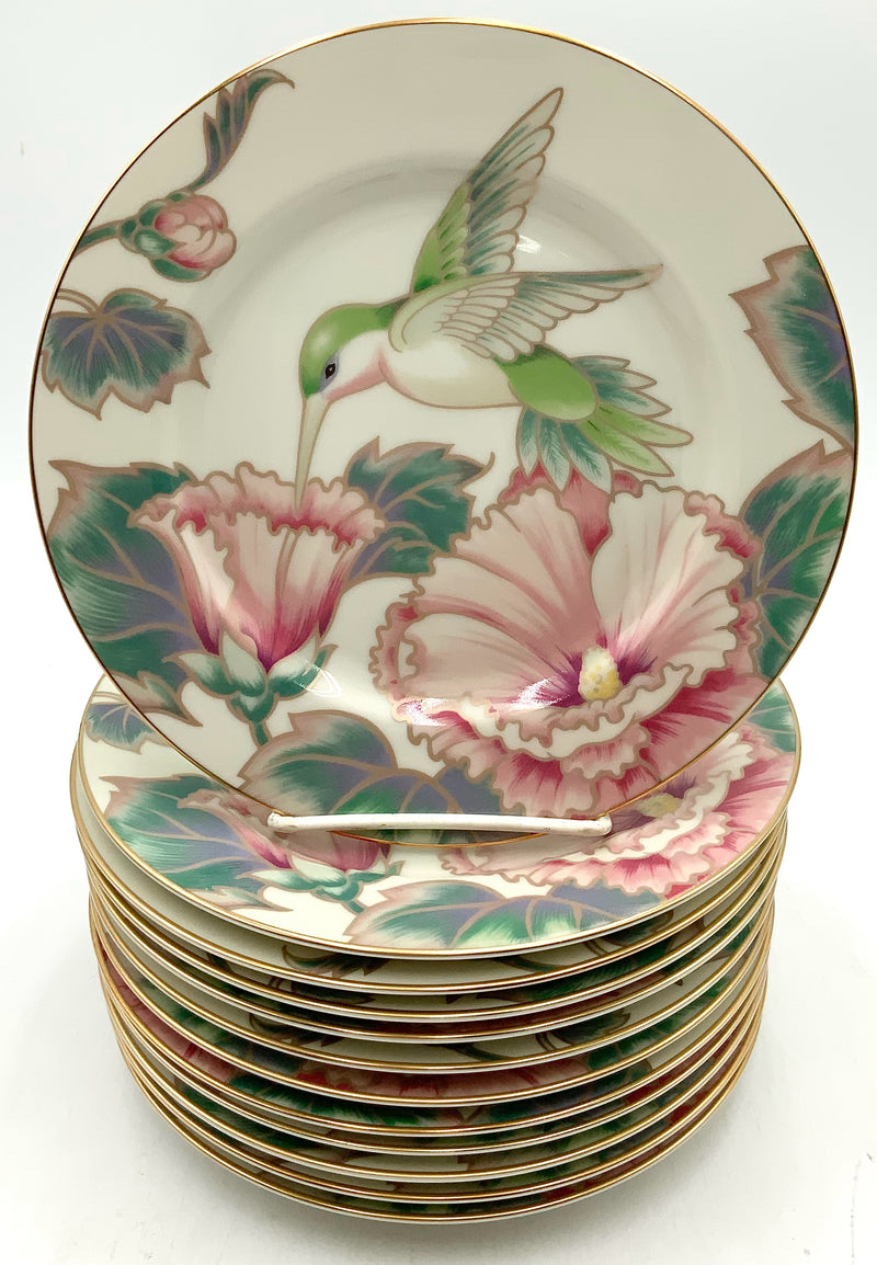 Set/12 Fitz & Floyd Hummingbird Salad Plates
