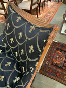 Carved Wood Armchair with Fleur di Lis Upholstery