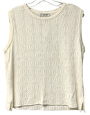ST JOHN Winter White Knit w/Sequin Detail S/L Top