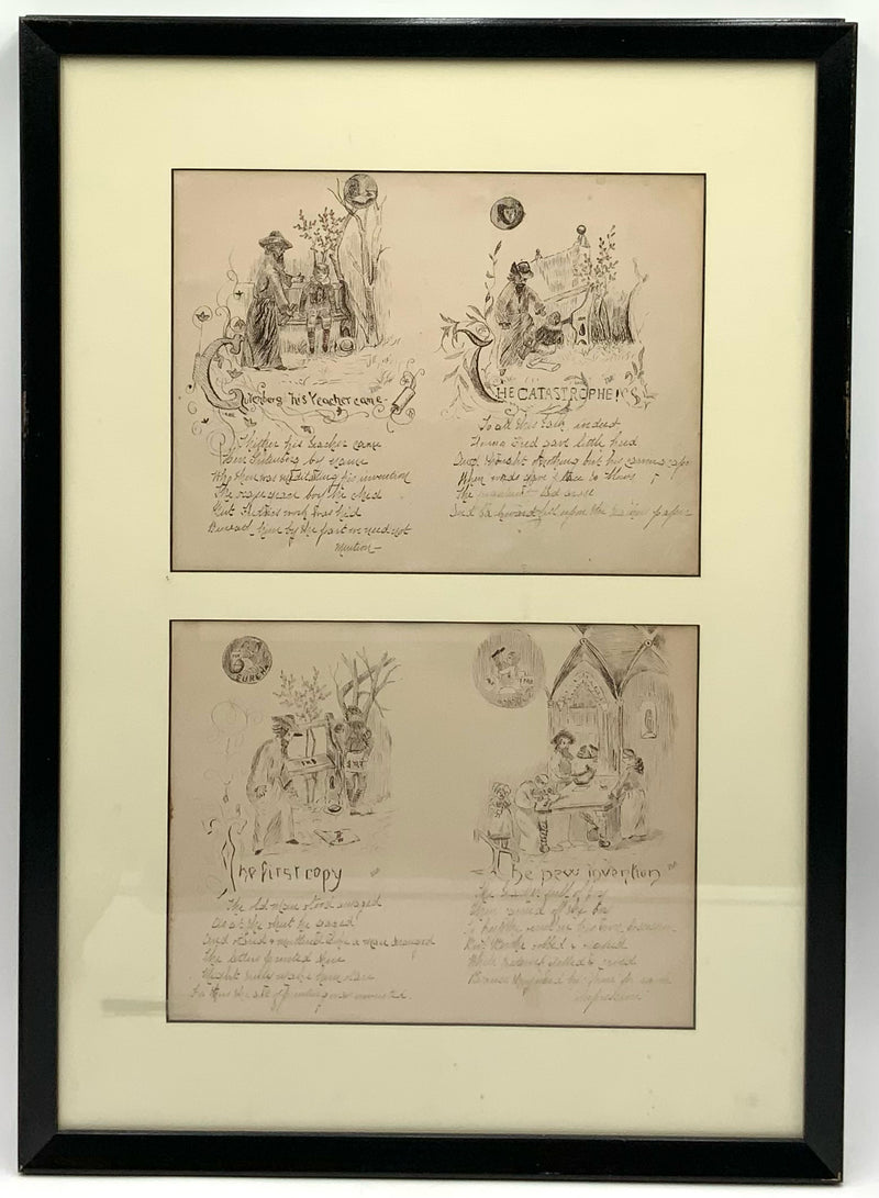 Pair of Vintage Invention of Printing Etchings