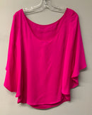 MILLY Fuchsia Slit Sleeve Silk Top