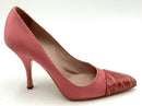 PRADA Pink Satin Croc  mbossed Cap Toe Pumps sz 38