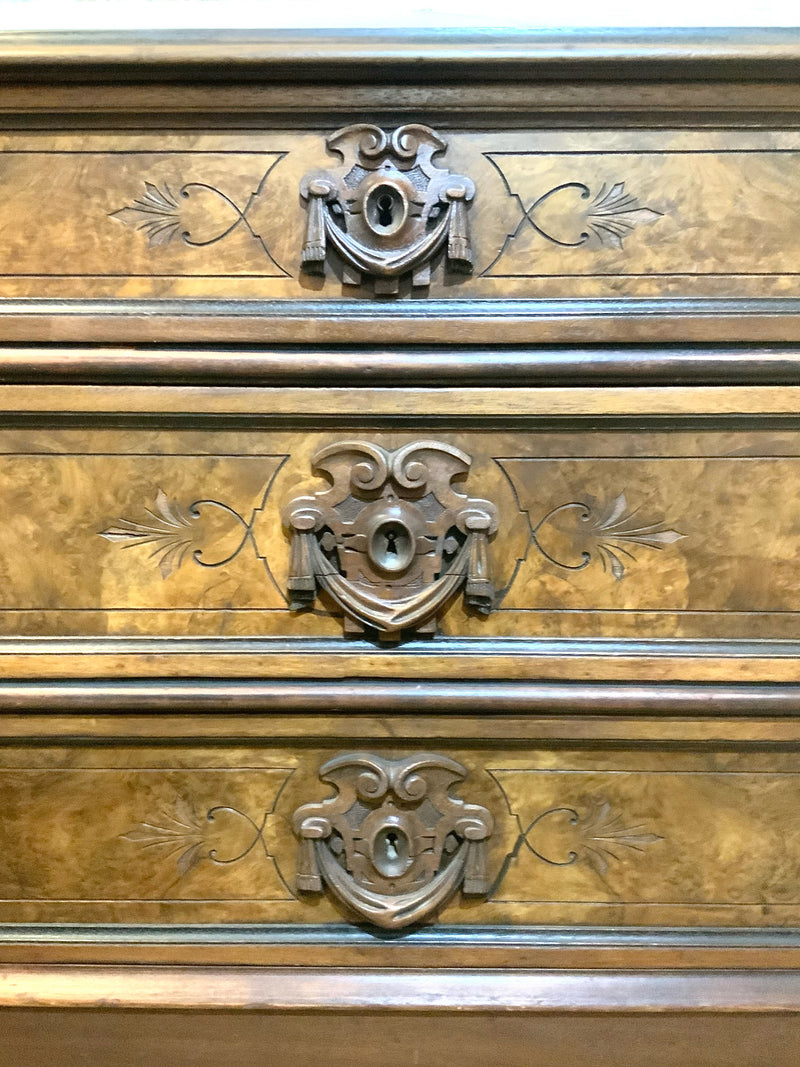 Antique Victorian Walnut Chest with Marble Top