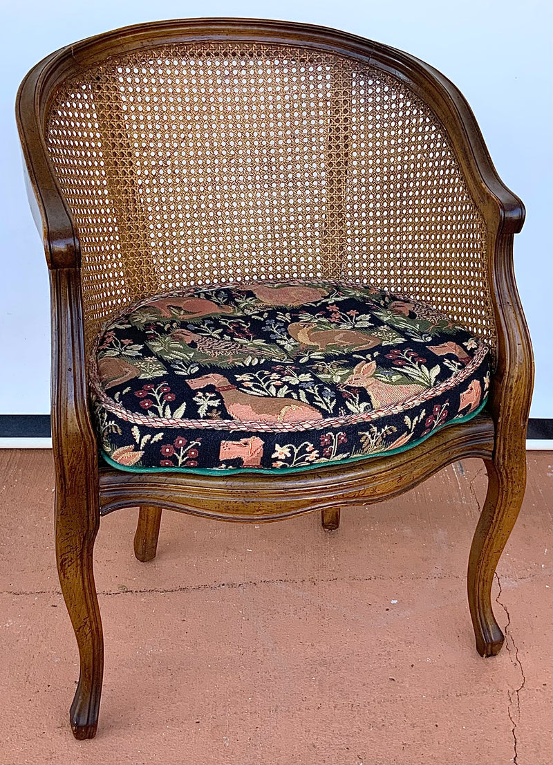 Vintage Cane Chair with Footstool