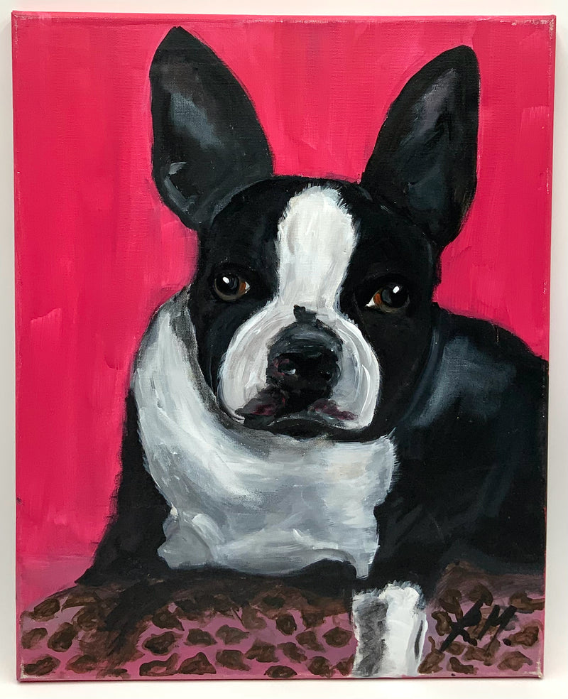 Acrylic on Canvas of Boston Terrier
