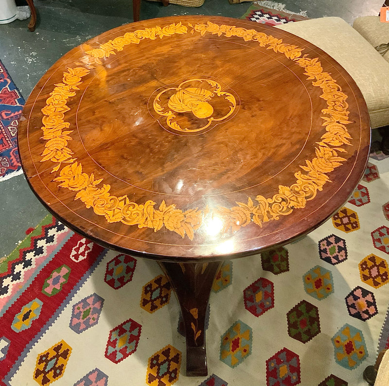 Antique Italian Foyer Table with Marquetry Inlay