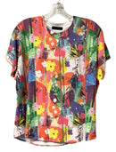 NALLY & MILLIE Pink/Orange/Yellow/Multi Abstract Floral S/S Top