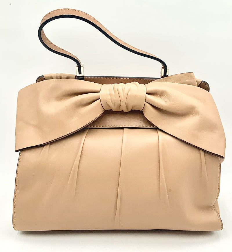 VALENTINO Tan Nappa Leather Aprodite Bow Satchel